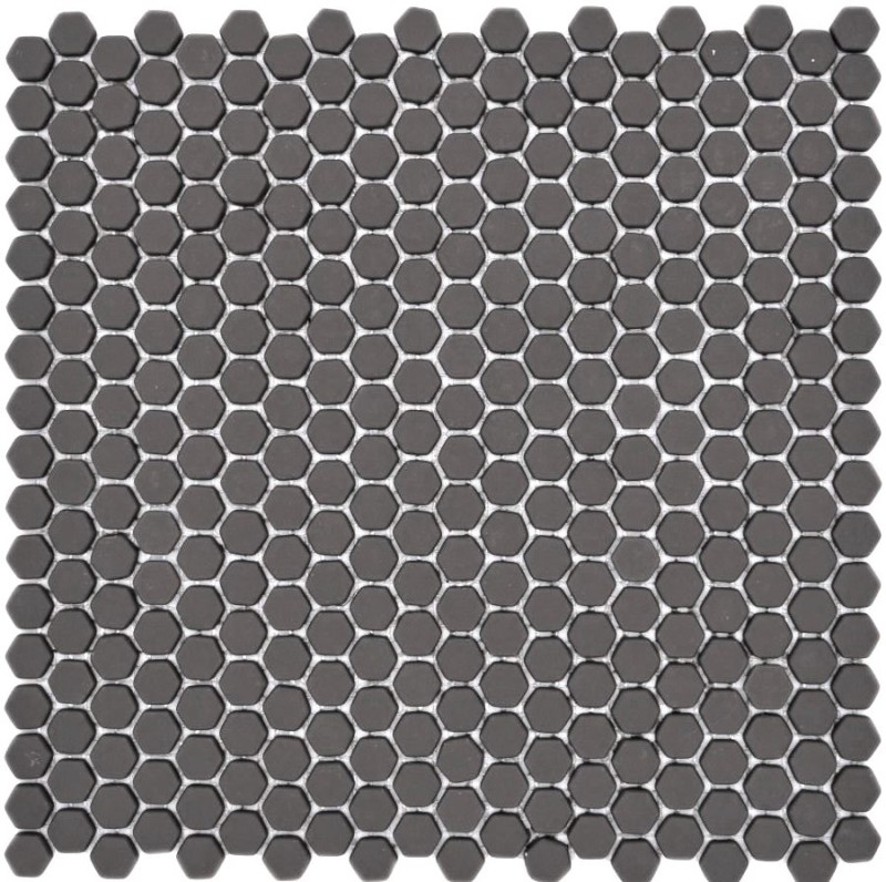 Muestra de mano mosaico ECO Reciclaje GLAS Hexágono Esmalte gris-marrón mate MOS140-HX15G_m