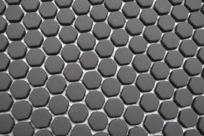Mosaico de vidrio Revestimiento de pared sostenible Azulejo backsplash Reciclaje Hexágono Esmalte gris-marrón mate MOS140-HX15G