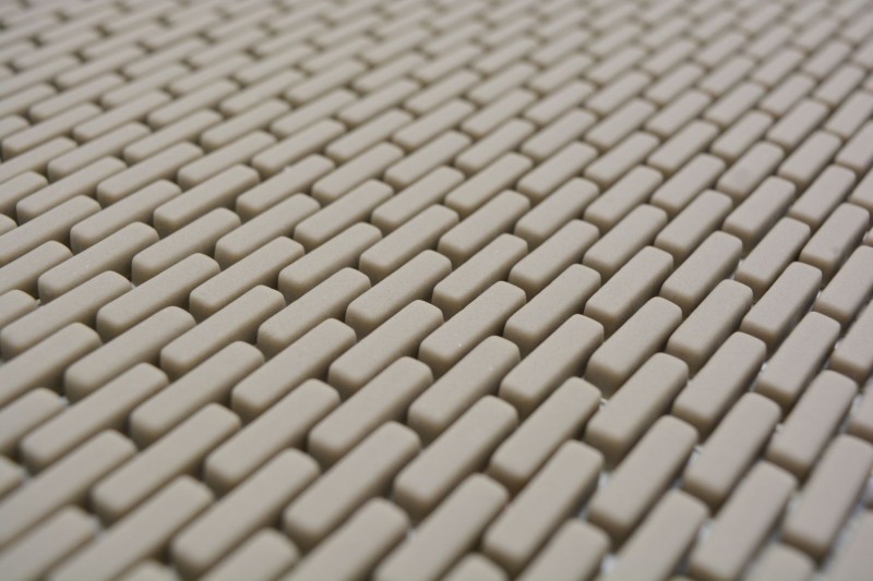 Mosaico de vidrio Revestimiento de pared sostenible Azulejo backsplash Reciclaje Ladrillo Esmalte crema mate MOS140-B23C