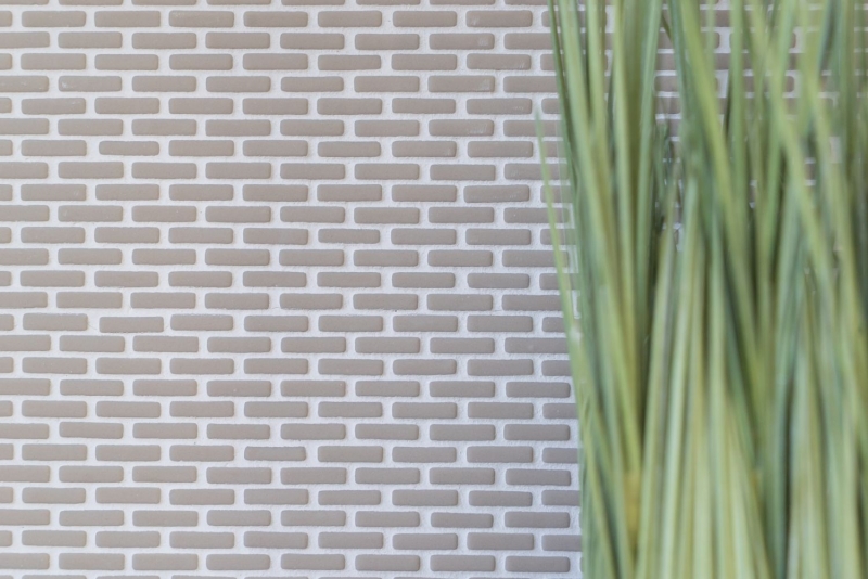 Mosaico de vidrio Revestimiento de pared sostenible Azulejo backsplash Reciclaje Ladrillo Esmalte crema mate MOS140-B23C