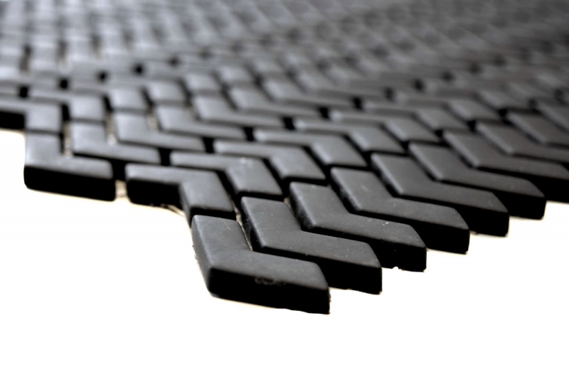 Muestrario de mano mosaico ECO Reciclaje VIDRIO espiga esmalte negro mate MOS140-HB31B_m