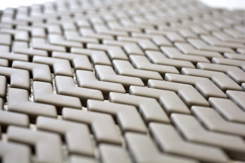 Muestra de mano mosaico ECO Reciclaje VIDRIO Espiga Esmalte crema mate MOS140-HB33C_m