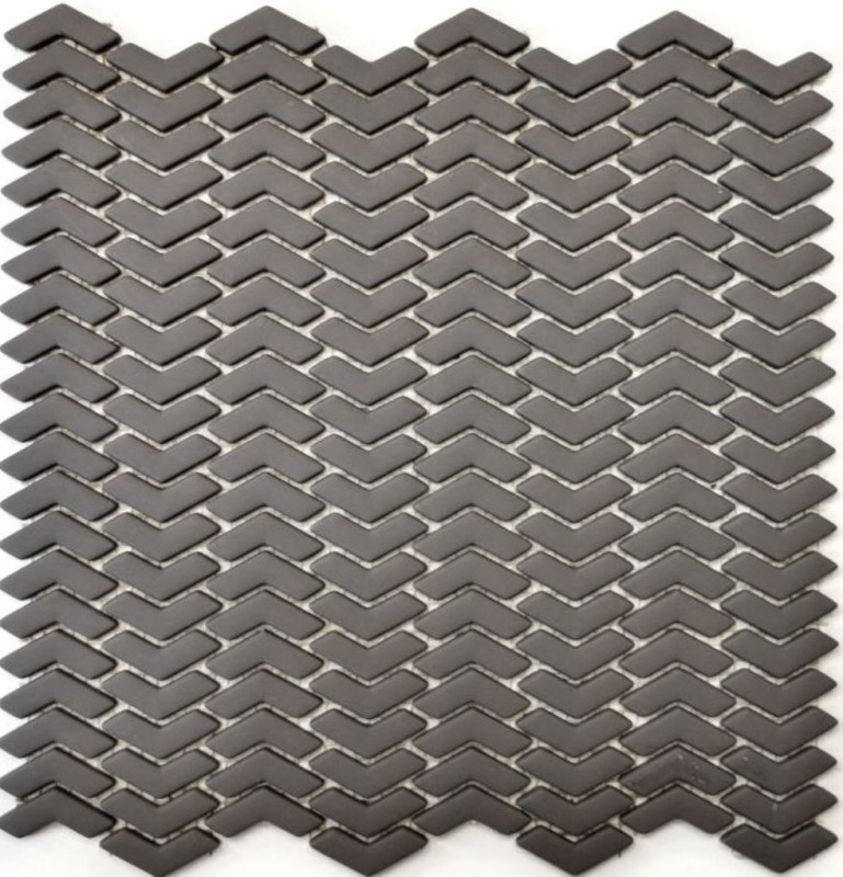 Muestrario de mano mosaico ECO Reciclaje VIDRIO espiga esmalte gris-marrón mate MOS140-HB35G_m