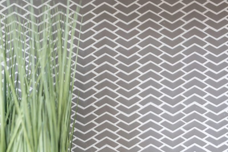 Mosaico de vidrio sostenible pared revestimiento azulejo backsplash reciclado espiga esmalte gris-marrón mate MOS140-HB35G