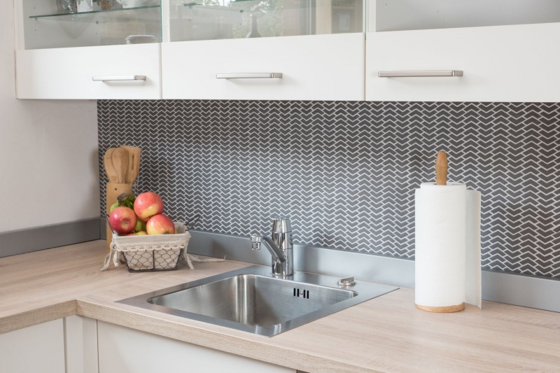 Mosaico de vidrio sostenible pared revestimiento azulejo backsplash reciclado espiga esmalte gris-marrón mate MOS140-HB35G
