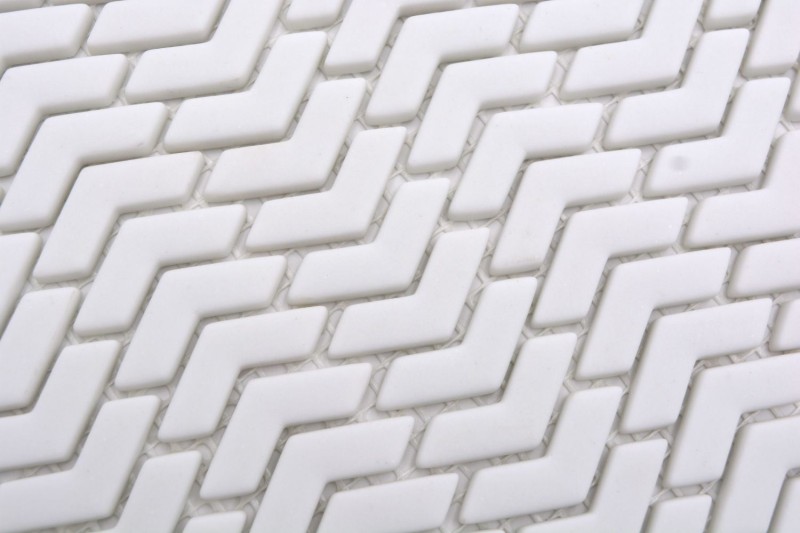 Mosaico de vidrio sostenible pared revestimiento azulejo backsplash reciclado espiga esmalte blanco mate MOS140-HB37W