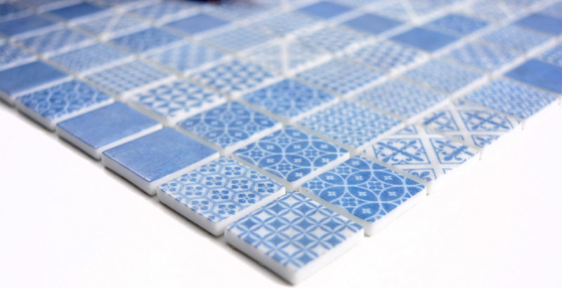 Muestra de mano retro vintage mosaico azulejo ECO reciclado VIDRIO ECO azul patchwork MOS145-P-40_m