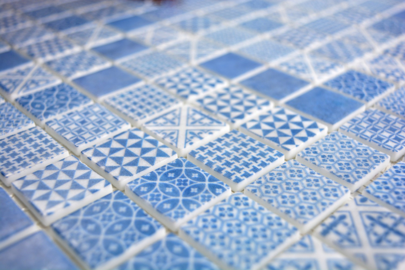 Muestra de mano retro vintage mosaico azulejo ECO reciclado VIDRIO ECO azul patchwork MOS145-P-40_m
