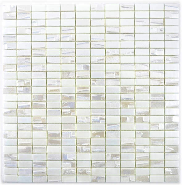 Mosaico de vidrio sostenible revestimiento pared reciclaje rectángulo blanco viejo metálico 3D MOS355-01