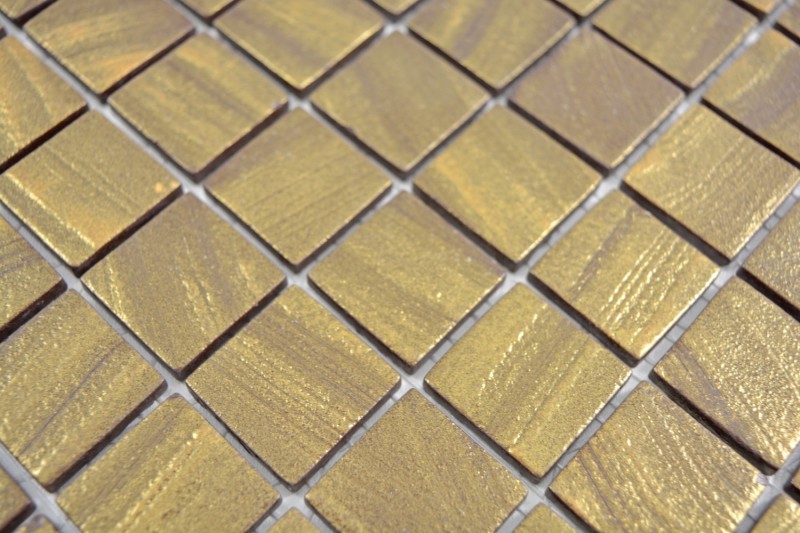 Mosaico de vidrio sostenible revestimiento de paredes azulejo espejo reciclaje oro satinado MOS360-05
