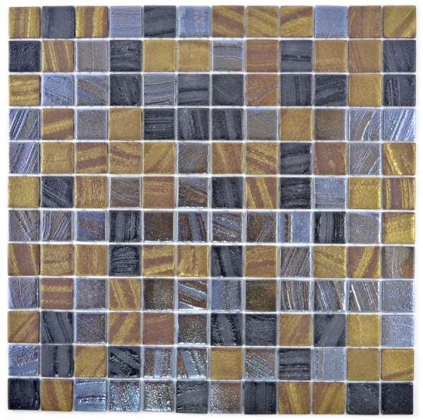 Mosaico de vidrio Sostenible revestimiento de pared Reciclaje negro antracita satinado oro bronce óxido MOS360-357