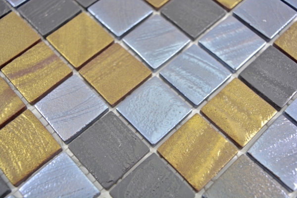 Mosaico de vidrio Sostenible revestimiento de pared Reciclaje negro antracita satinado oro bronce óxido MOS360-357