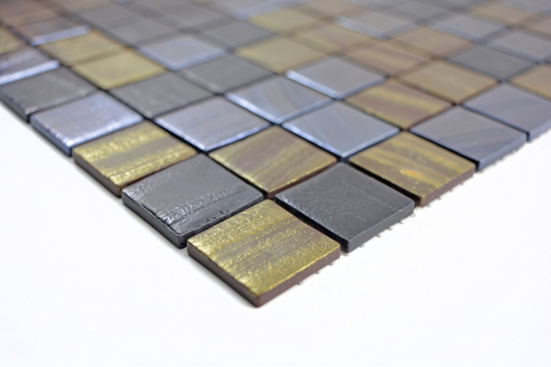 Mosaico de vidrio Sostenible revestimiento de pared Reciclaje negro antracita satinado oro bronce óxido MOS360-357
