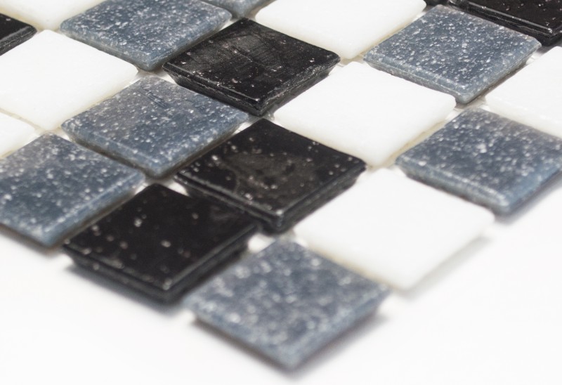 Mosaico de vidrio mosaico azulejos blanco gris negro baño azulejo ducha salpicaduras azulejo backsplash MOS52-0302