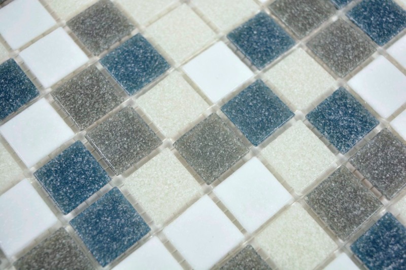 Muestra de mano mosaico azulejo vidrio blanco gris metálico pared azulejo baño azulejo ducha splashback azulejo backsplash MOS210-P001625_m