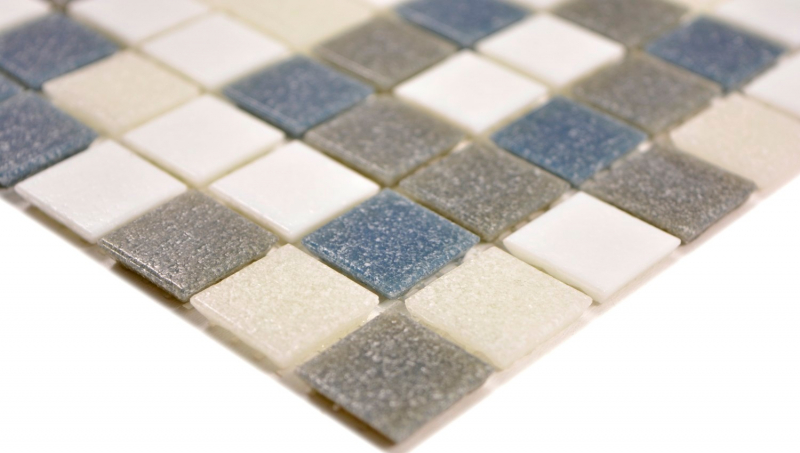 Muestra de mano mosaico azulejo vidrio blanco gris metálico pared azulejo baño azulejo ducha splashback azulejo backsplash MOS210-P001625_m