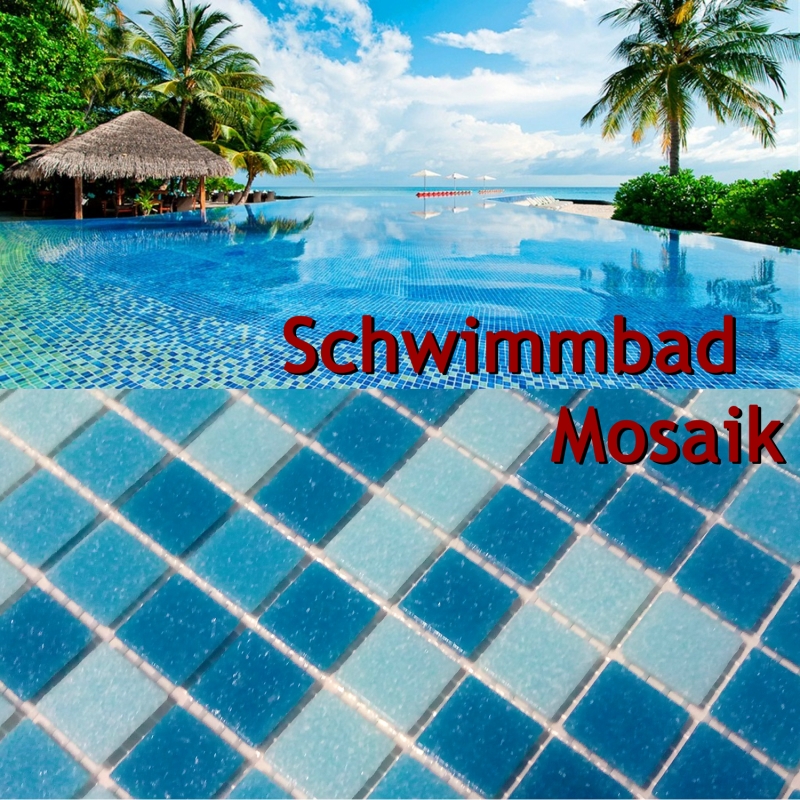 Muestra de mano piscina mosaico piscina mosaico azulejo vidrio azul claro azul papel pegado MOS52-0402_Papier_m