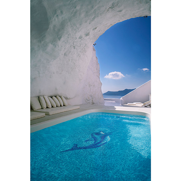 Delfín piscina mosaico piscina mosaico imagen delfín azul 1.600x1.100mm MOSMB-Delphin_gross