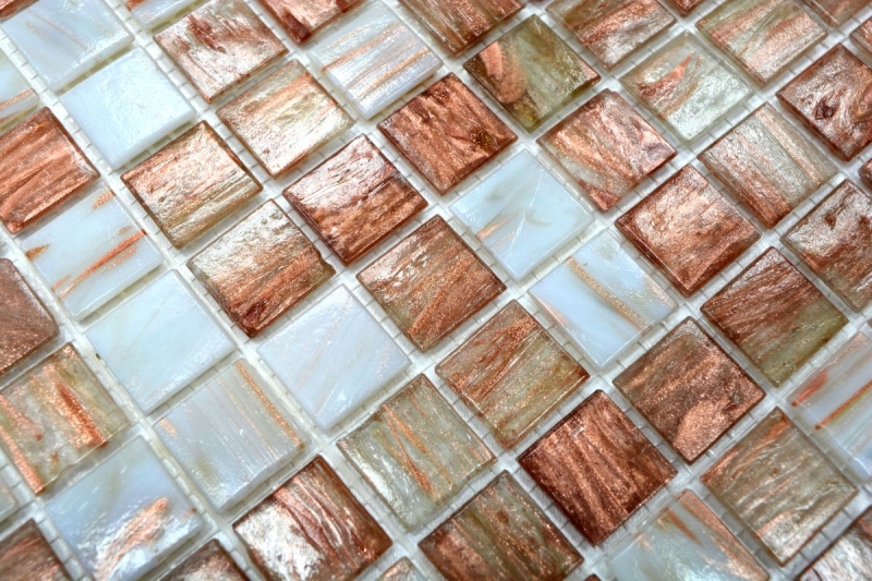 Mosaico de vidrio mosaico azulejos blanco marrón bronce ducha splashback azulejo backsplash MOS54-1302