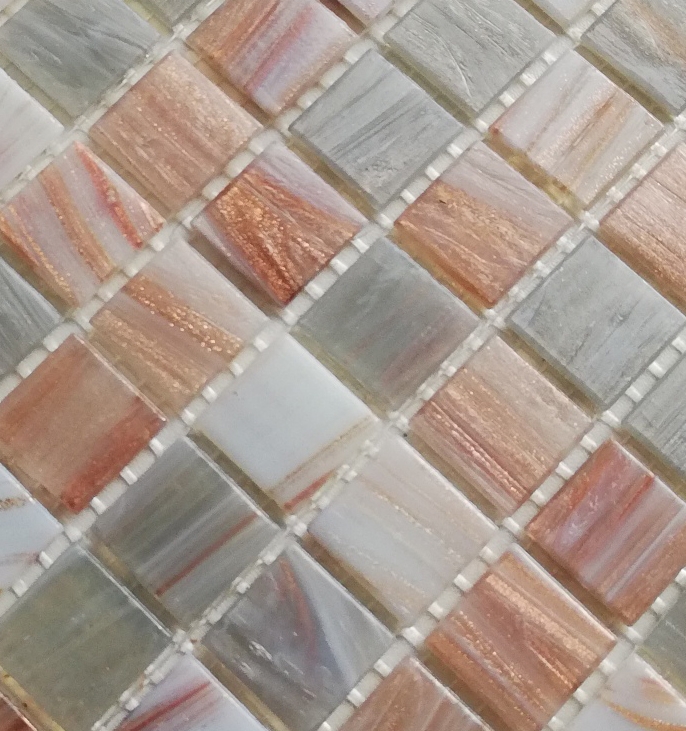 Mosaico de vidrio mosaico azulejos beige gris cobre azulejos de pared azulejos de baño ducha salpicaduras de azulejos backsplash MOS54-0104