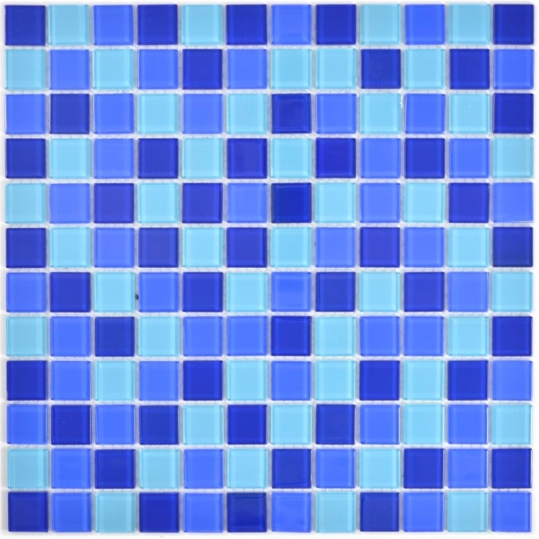 Muestra de mano mosaico azulejo Mosaico de vidrio translúcido Azul cristal BAÑO WC Cocina PARED MOS63-0405_m