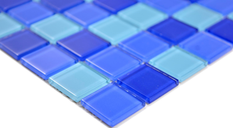 Muestra de mano mosaico azulejo Mosaico de vidrio translúcido Azul cristal BAÑO WC Cocina PARED MOS63-0405_m