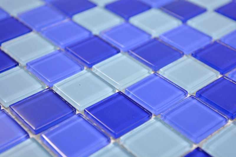Muestra de mano mosaico azulejo Mosaico de vidrio translúcido Azul cristal BAÑO WC Cocina PARED MOS63-0405_m