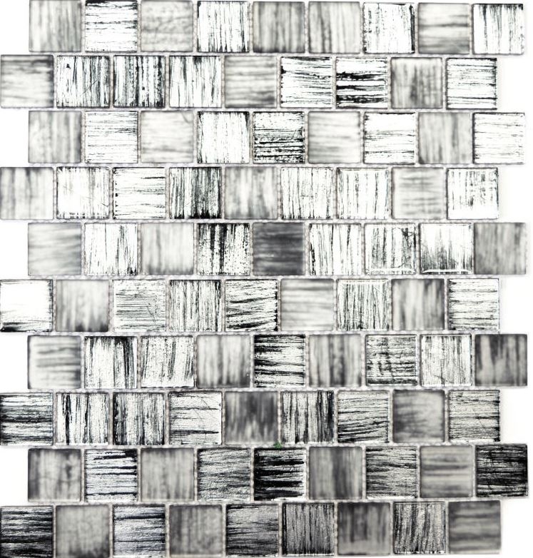 Muestra de mano mosaico mosaico de vidrio translúcido Estructura de cristal negro claro esmerilado MOS68-CF41_m