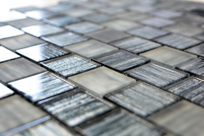 Muestra de mano mosaico mosaico de vidrio translúcido Estructura de cristal negro claro esmerilado MOS68-CF41_m