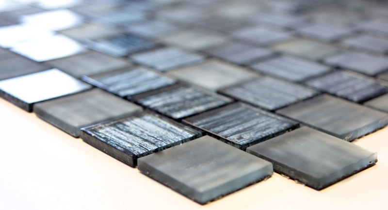 Mosaico de azulejos de vidrio mosaico de vidrio esmerilado estructura negro claro mate esmerilado MOS68-CF41