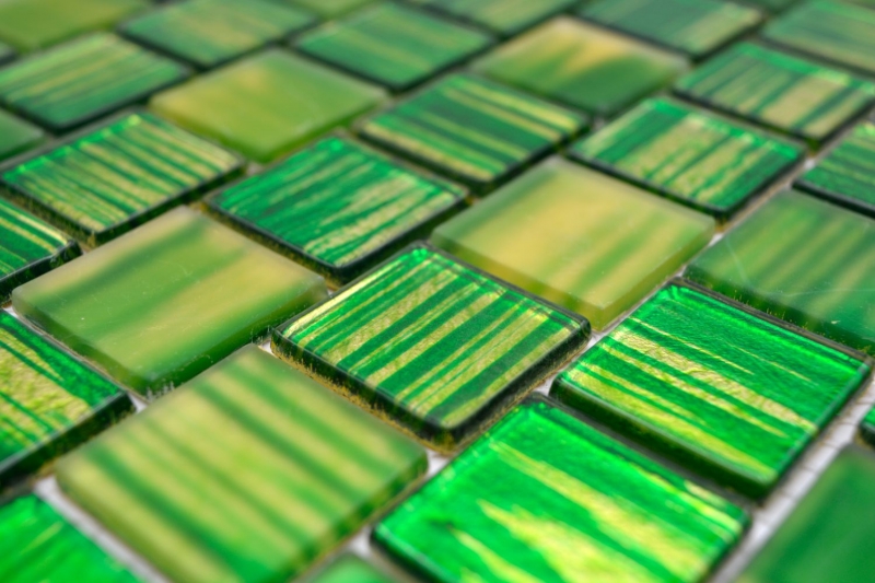 Mosaico de vidrio mosaico azulejos espejo esmerilado vidrio oro amarillo verde claro mate esmerilado MOS68-CF43