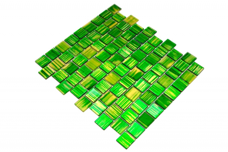 Mosaico de vidrio mosaico azulejos espejo esmerilado vidrio oro amarillo verde claro mate esmerilado MOS68-CF43