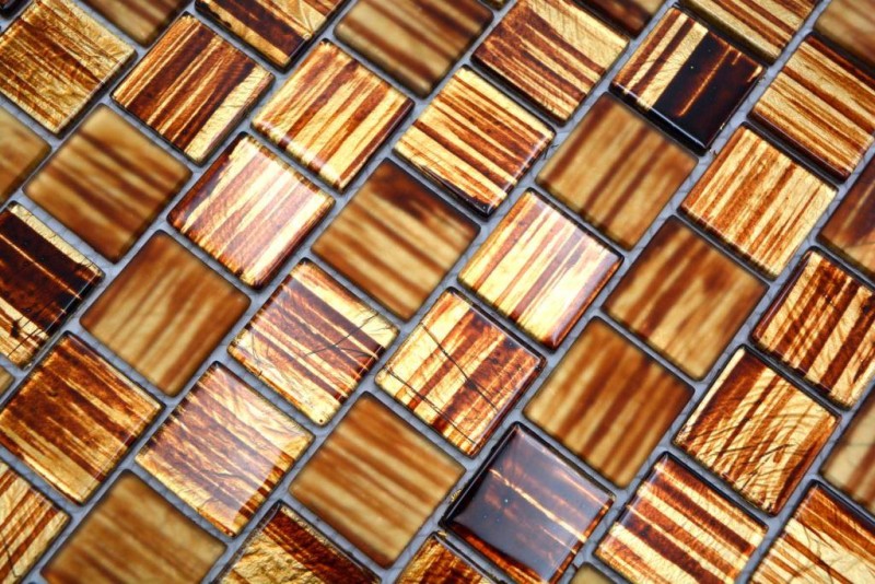 Mosaico de vidrio azulejos de mosaico de vidrio esmerilado oro amarillo marrón claro mate esmerilado MOS68-CF45