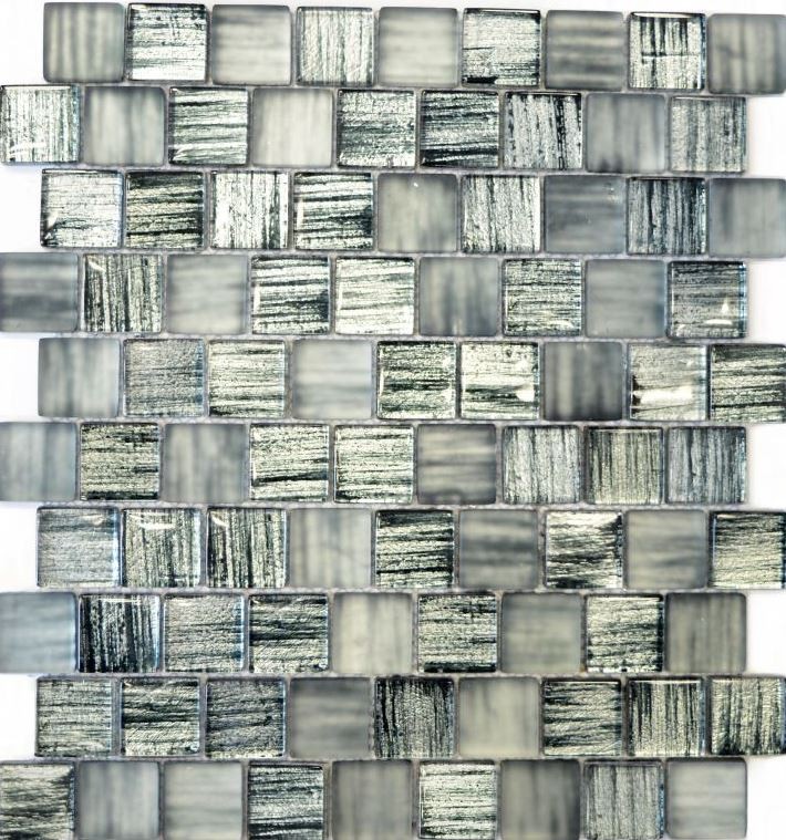 Muestra de mano mosaico azulejo Mosaico de vidrio translúcido Estructura de cristal negro claro esmerilado MOS78-CF81_m