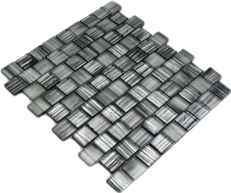 Muestra de mano mosaico azulejo Mosaico de vidrio translúcido Estructura de cristal negro claro esmerilado MOS78-CF81_m