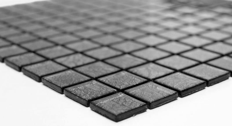 Muestra de mano mosaico azulejo Mosaico de vidrio translúcido Estructura de cristal negro MOS63-CM-4BL12_m