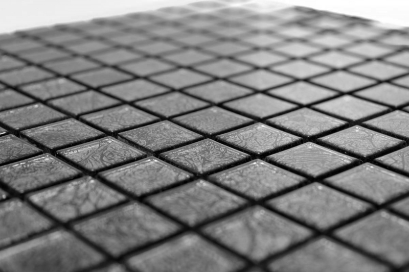 Muestra de mano mosaico azulejo Mosaico de vidrio translúcido Estructura de cristal negro MOS63-CM-4BL12_m