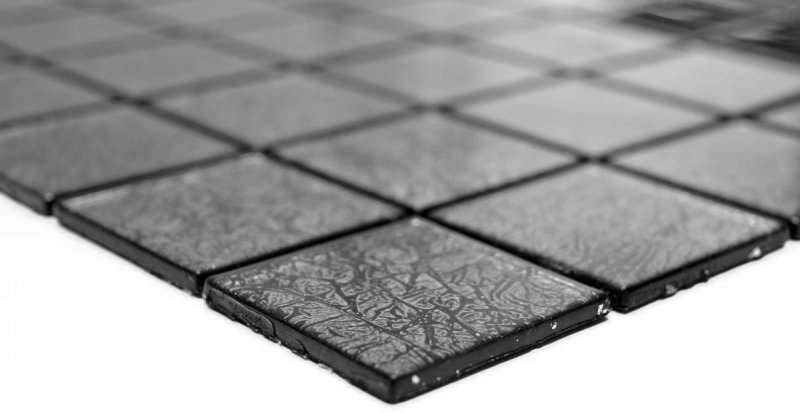 Muestra de mano mosaico azulejo Mosaico de vidrio translúcido Estructura de cristal negro MOS126-CM4BL22_m