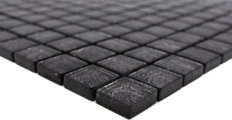 Mosaico de vidrio mosaico azulejo plata antracita negro estructura metal look MOS126-8BL17