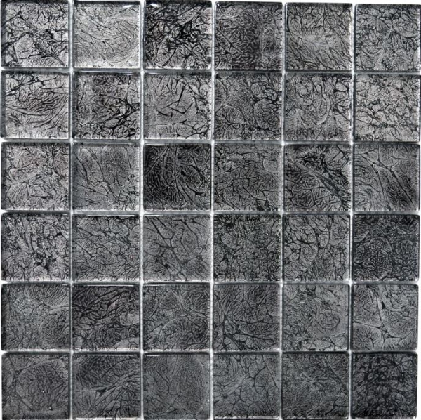Muestra de mano mosaico azulejo Mosaico de vidrio translúcido Estructura de cristal negro MOS126-8BL27_m