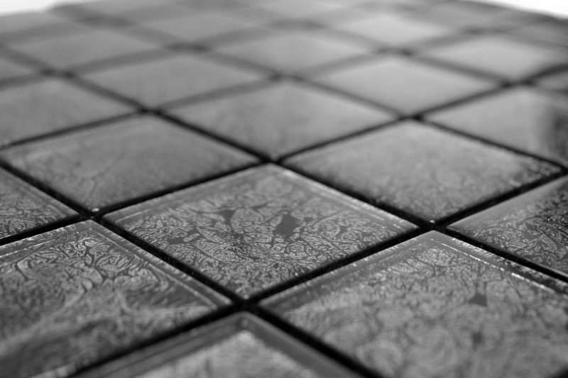 Muestra de mano mosaico azulejo Mosaico de vidrio translúcido Estructura de cristal negro MOS126-8BL27_m