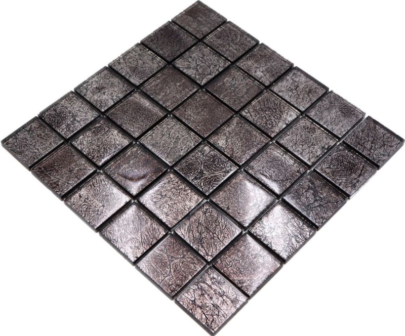 Mosaico de vidrio mosaico azulejo plata antracita negro estructura metal look MOS126-8BL27