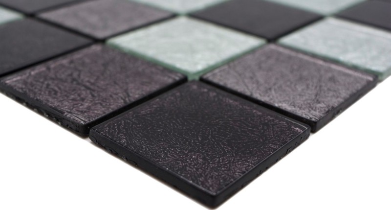 Mosaico de azulejos de vidrio mosaico de plata gris negro estructura de metal mirada MOS126-1704