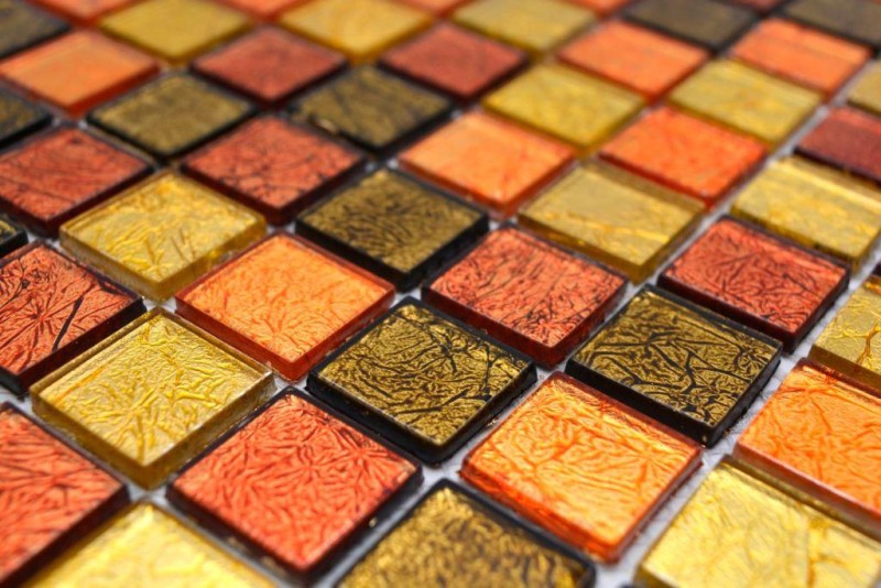 Mosaico de vidrio oro naranja mosaico azulejo estructura azulejo backsplash cocina ducha pared MOS120-7414