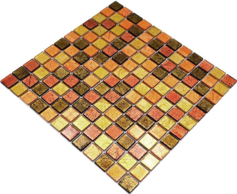 Mosaico de vidrio oro naranja mosaico azulejo estructura azulejo backsplash cocina ducha pared MOS120-7414
