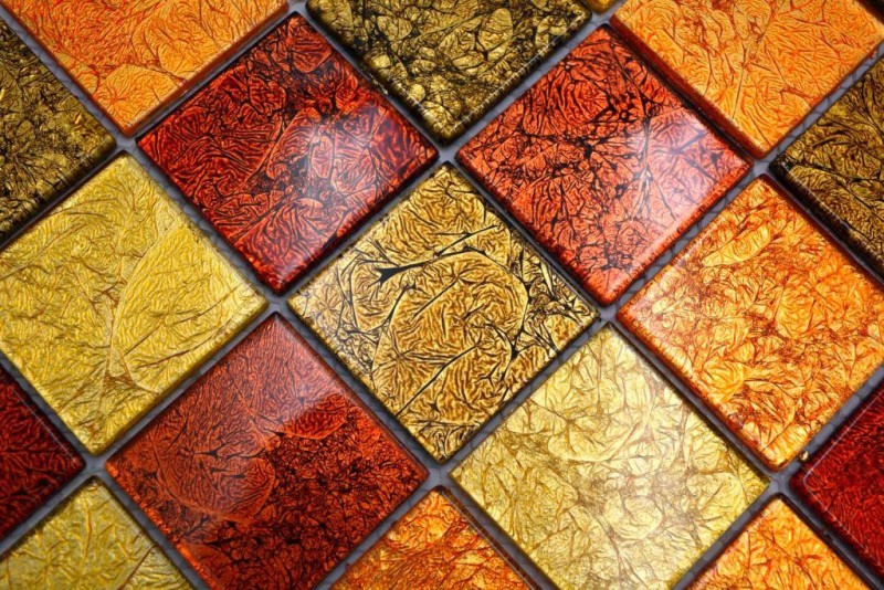 Mosaico de vidrio oro naranja mosaico azulejo estructura azulejo backsplash cocina ducha pared MOS120-7424