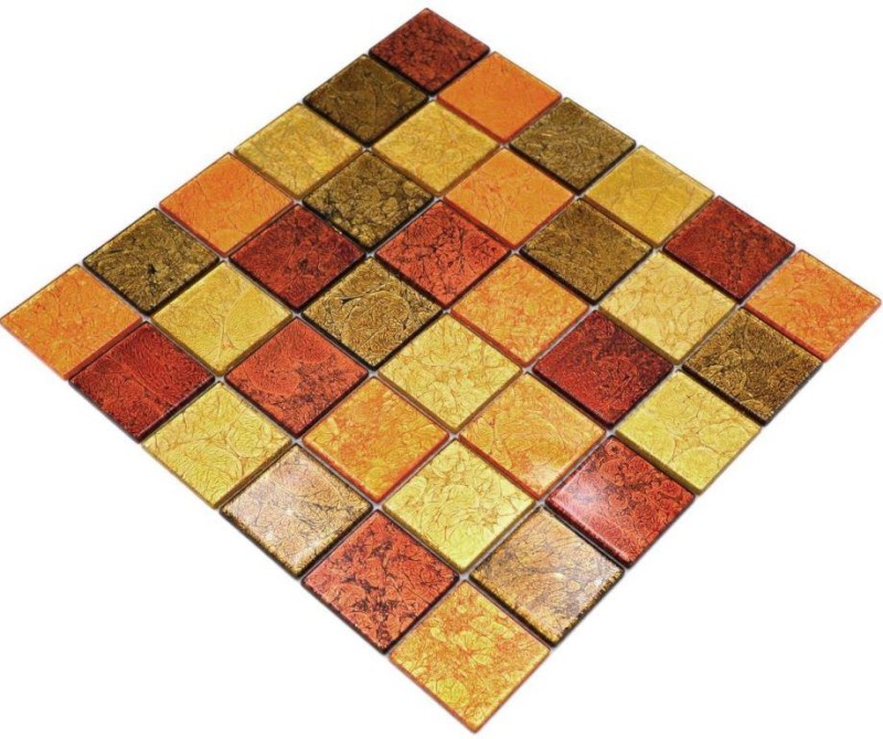 Mosaico de vidrio oro naranja mosaico azulejo estructura azulejo backsplash cocina ducha pared MOS120-7424