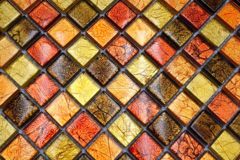 Mosaico de vidrio de oro naranja mosaico azulejo textura backsplash cocina ducha pared MOS120-07814