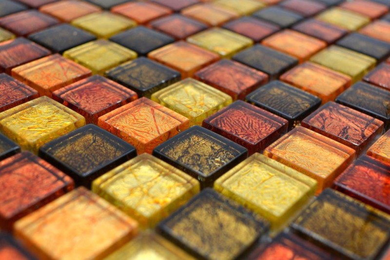 Mosaico de vidrio de oro naranja mosaico azulejo textura backsplash cocina ducha pared MOS120-07814