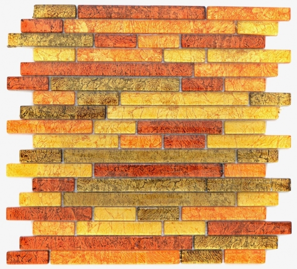 Muestra de mano mosaico azulejo Mosaico de vidrio compuesto translúcido Estructura de color naranja oro cristal MOS86-07814_m